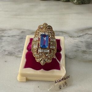 NADRI Gold and Blue Glass Ring